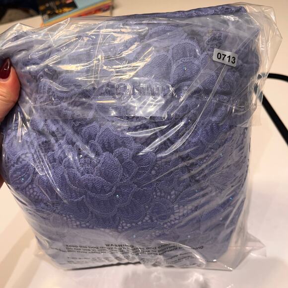 La Femme Lavender Sequin Side Slit Open Back Gown Size 8 - Picture 12 of 12